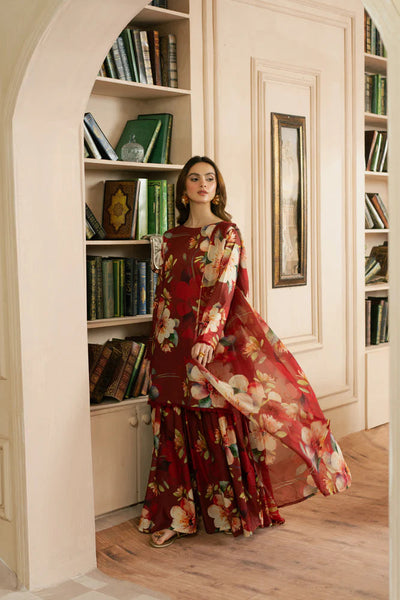 Rosy Elegance – 3PC Printed Lawn Dress with Dupatta