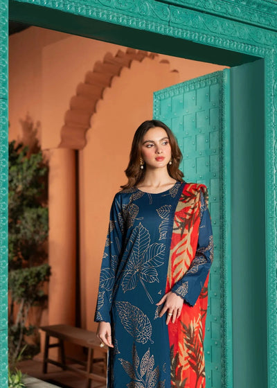 Blue Ember – Stylish 3-Piece Lawn Outfit with Vibrant Dupatta
