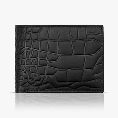 Geniune - Leather Wallet in Crocodile Pattern With - Soft Velvet Interior