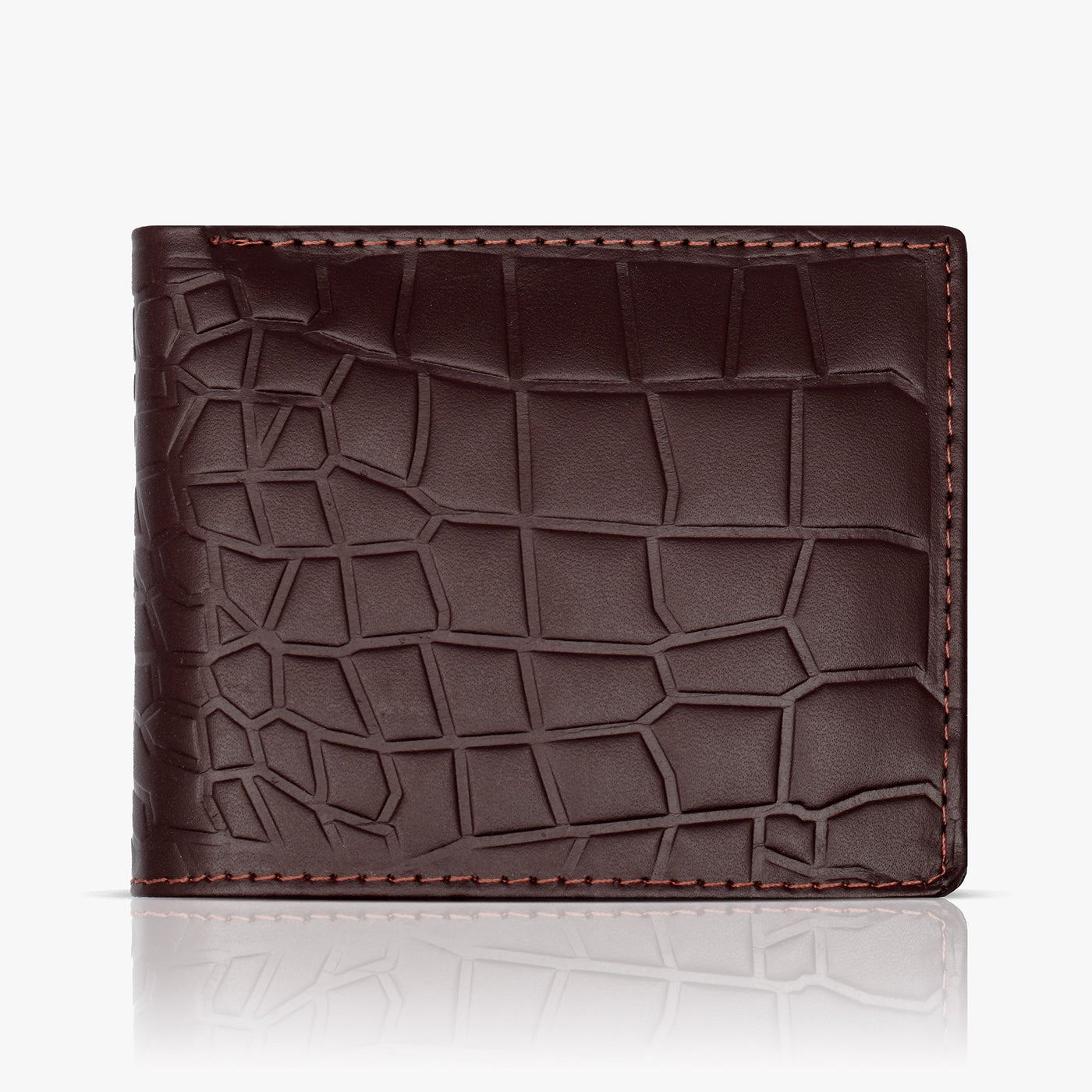 Geniune - Leather Wallet in Crocodile Pattern With - Soft Velvet Interior