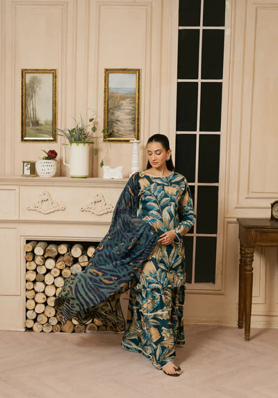 Leafy Elegance – Rich Green Printed Ensemble