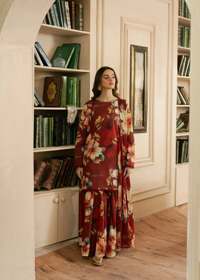 Rosy Elegance – 3PC Printed Lawn Dress with Dupatta