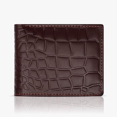 Geniune - Leather Wallet in Crocodile Pattern With - Soft Velvet Interior