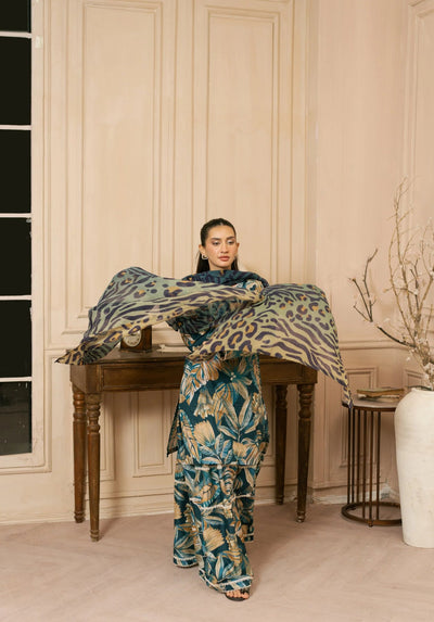 Leafy Elegance – Rich Green Printed Ensemble