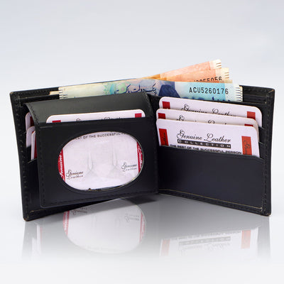 Geniune - Leather Wallet in Crocodile Pattern With - Soft Velvet Interior