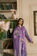 Purple Grace –  Unstitched Flowing Floral Dress with Dupatta